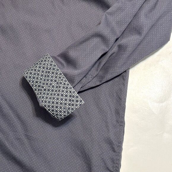 Ted Baker London Shirt Mens Size 5 100% Cotton Button Up Grey Geometric - Picture 10 of 11